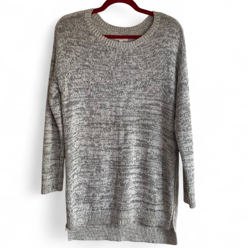 Lou & Grey Marled Gray Knit Sweater with Zip Details Size M